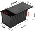 CHEFMADE Pullman Loaf Pan with Lid, 1Lb Dough Capacity Non-Stick Rectangle Corrugated Bread Pan, Carbon Steel Bakeware Toast Mold with Cover for Baking Bread - Black