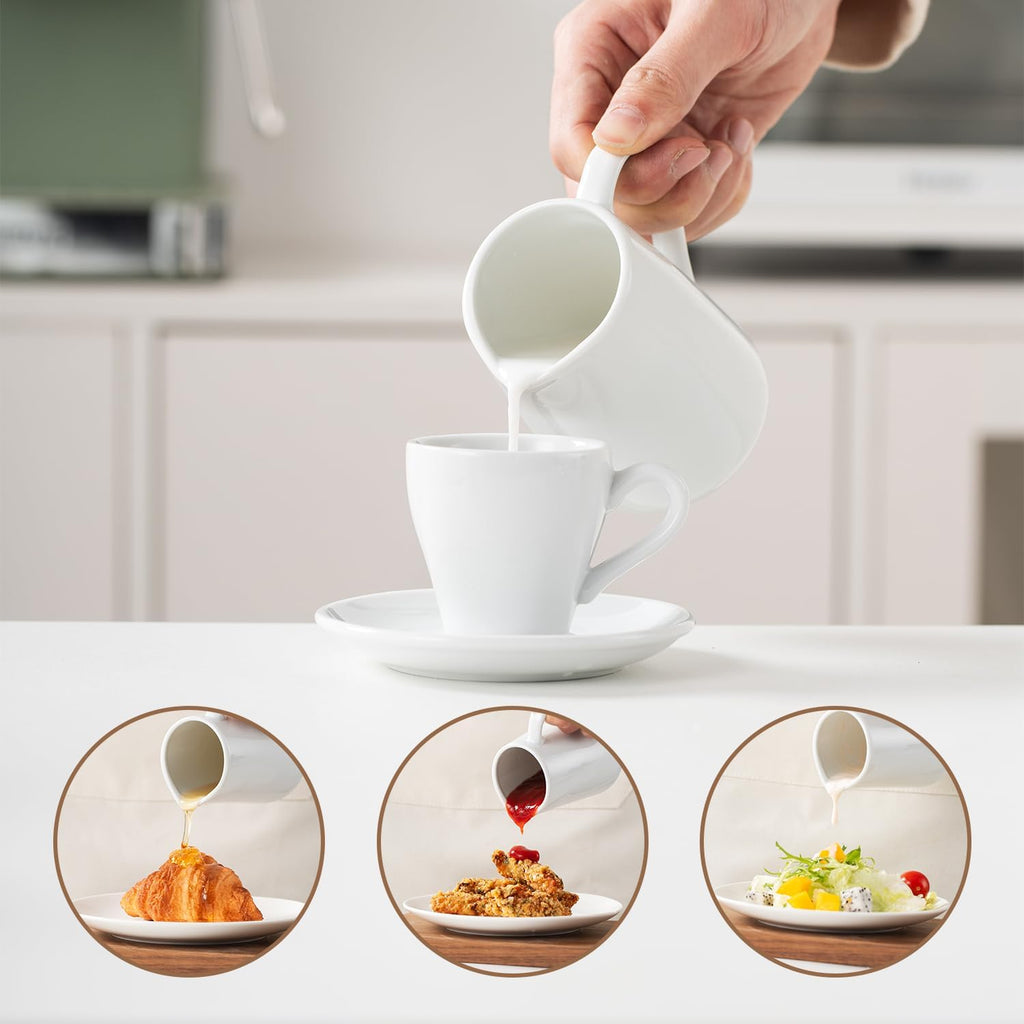 Sugar and Creamer Set, 4 Piece with Creamer Pitcher, Sugar Bowl with Lid and Spoon, Sugar Cube Tongs, for Coffee Accessories, Ceramic Coffee Serving Set