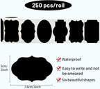 Black Labels Stickers, 250 PCS 3" x 2" Fancy Shape Sticker for Storage Box or Food Jars Holiday Present Christmas Gift Tags