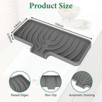 GUUKIN Silicone Sponge Holder, 9.8"×4.9" Sponge Holder for Kitchen Sink, Soap Tray with Drain, Dish Soap Mat for Shower Bathroom（Grey）