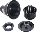 Kitchen Sink Drain 3-1/2 Inch Black Sink Drain Assembly Kit, Removable Deep Sink Strainer Basket with Sink Stopper/Sealing Lid for Home, Kitchen, Stainless Steel