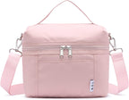 NOL Natural Organic Lifestyle Insulated Lunch Bags for Women Cooler Bag Lightweight Nylon Waterproof Lunch Box For Work (Medium, Pink)