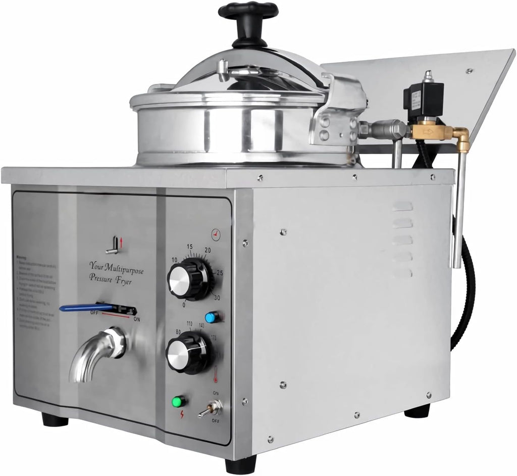 INTSUPERMAI 16L Commercial Electric Pressure Fryer Stainless Steel Countertop Pressure Fryer Electric Fried Chicken Stove Professional Tabletop Restaurant Kitchen Frying Machine 110V 2.4KW