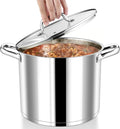 P&P CHEF 12 Quarts Cooking Stock Pot with Lid, Stainless Steel Stockpot Induction Pot for Soup, Tri-Ply Bottom & Clear Glass Lid & Double Handle, Dishwasher Safe