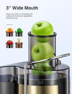 Juicer Machine, 800W Centrifugal Juicer Extractor with Wide Mouth 3” Feed Chute for Fruit Vegetable, Easy to Clean, Stainless Steel, BPA-free (Gold)