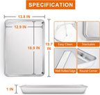 E-far Extra Large Baking Sheet, 20”x14” Stainless Steel Cookie Sheet Pan for Oven with 50 Parchment Paper, Rectangle Metal Baking Tray for Roasting, Rust Free & Heavy Duty, Dishwasher Safe-2 Pack