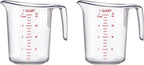 Amazing Abby - Melissa - 32-Ounce Plastic Measuring Pitcher (2-Pack), 4-Cup (1-Quart) Food-Grade Measuring Jug, Unbreakable, Stackable, Dishwasher-Safe, Great for Oil, Vinegar, Flour, and More