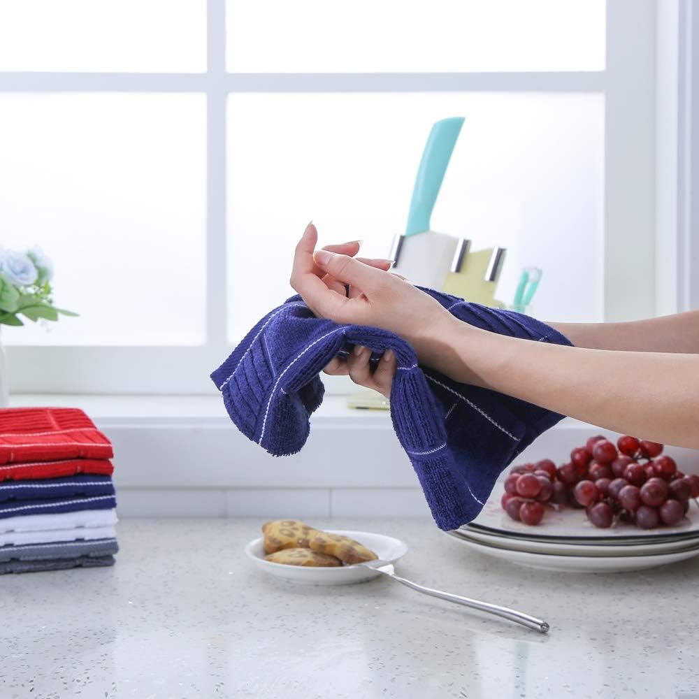 Glynniss Kitchen Dish Cloths for Washing Dishes, Cotton Dish Rags for Drying Cleaning, Pack of 8 Dishcloths (Grey, 12x12 inches)