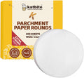 Katbite Heavy Duty Parchment Rounds 4 Inch, 200Pcs Round Parchment Patty Paper Rounds, Use for Baking Small Cakes, Separating Frozen Patty, Toaster Oven, Tortilla Press