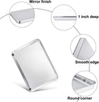 TeamFar 10.5’’ x 8’’ x 1’’ Toaster Oven Pan with Rack Set, Small Baking Pans Tray Stainless Steel with Cooling Rack Set of 4, Non-Toxic & Heavy Duty, Mirror Finish & Dishwasher Safe