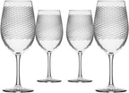 Rolf Glass Cyclone All Purpose Wine Glass | Set of 4 Stemmed 18oz Glasses | Proudly Made in the USA | Large Engraved Tumbler Glasses | Lead-Free Glass