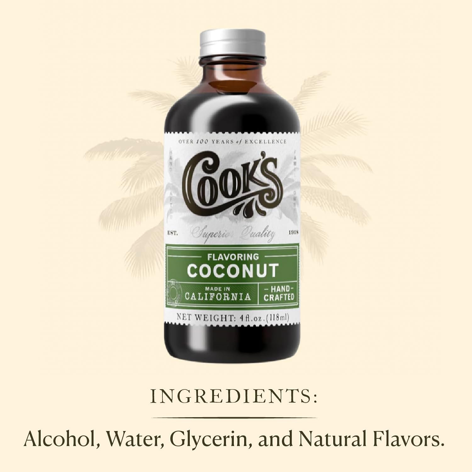 Cook's, Coconut Flavoring for Cakes, Cookies, Pastries, Ice Creams, Smoothies, 128 Ounces (1 Gallon)