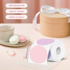 Thermal Label,3 Inch Pink Gradient Round Thermal Printer Sticker,Self-Adhesive Round Direct Thermal Labels,Thermal Stickers for DIY Logo Design,Name Tag (300 Labels/1 Roll)