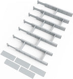 SpaceAid Bamboo Drawer Dividers with Inserts and Labels, Kitchen Adjustable Drawer Organizers, Expandable Organization for Home, Office, Dressers, 7 Dividers with 15 Inserts (17"-22" Gray)