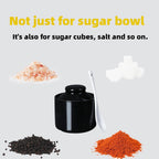 ONTUBE Ceramic Sugar Bowl with Lid and Spoon,Porcelain Seasoning Box Salt Bowl,8oz (Black)