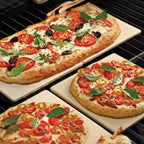 2 Pack Pizza Stone,Rectangle Heavy Duty Cordierite Pizza Pan for Oven and Grill,15 x 12"Baking Stone for Pizza,Bread and BBQ