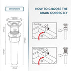 Vessel Sink Drain,Bathroom Pop-up Drain with Detachable Basket Stopper, Anti-Explosion and Anti-Clogging Drain Strainer, Sink Drain Assembly with Overflow Oil Rubbed Bronze, RWF083K