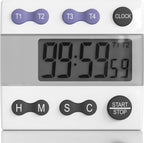 Sper Scientific Portable Digital Kitchen Timer 810015 for Cooking and Baking with Loud Alarm, 4 Channel Timer, Large Display Digital Lab and Cooking Timer, Classroom Timer for Teachers and Students