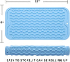 Silicone Dish Drying Mat for Multiple Usage,Easy clean,Eco-friendly,Heat-resistant Silicone Mat for Kitchen Counter or Sink,Refrigerator or Drawer Liner Light Blue S 12 inches x 6 inches