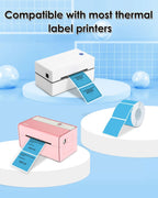 iEager Blue Square Thermal Label Stickers, 2"x2" Self-Adhesive Square Direct Thermal Labels with Perforation Line, 500 Sheets/Roll