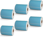 BETCKEY - 4" x 4" Shipping & Large Square Labels Compatible with Zebra & Rollo Label Printer,Premium Adhesive & Perforated[Light Blue, 6 Rolls, 2100 Labels]