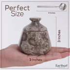 Marble Salt Cellar With Lid and Spoon 3" Inches Oceanic Salt Box, Natural Stone Salt Holder for Kitchen Counter Salt Container Sugar, Salt & Pepper Bowls