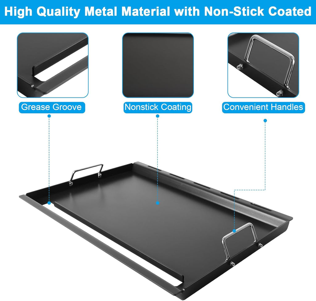Full-Size Griddle Inserts for Weber Genesis 300 Series Gas Grills, Flat Top Griddle Replacement Parts for Weber Genesis E-310 S-310 E-320 S-320 E-330 S-330 EP-310 EP-320 EP-330 Gas Grills 7524