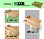 Stack Bamboo Drawer Organizer Set of 5, Kitchen Utensil, Flatware&Silverware Organizer-Wood Laminated Stackable for Kitchen, Bedroom, 13.4''x4.5''*2+10.2''x3.3''*2+10.2''x6.7''*1