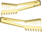 MSY BIGSUNNY 8 Inch Stainless Steel Pasta Tongs, Spaghetti Tongs with Teeth, Serving Tongs for Noodles, Spaghetti, Cooking (Set of 2, Shiny Gold)
