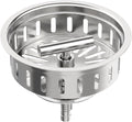 KONE Kitchen Sink Stopper Strainer Replacement for Standard 3-1/2 Inch Spin and Seal Drains with Threaded Stopper Function, Stainless Steel Sink Strainer, Twist Lock Basket Strainer Replacement