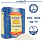 POLSELLI Classica, Tipo "00" Double Zero Flour Extra Fine, 11 lbs (5 kg), Neapolitan Italian Pizza, Bread, Pasta, and more, All Natural, Unbleached, Unbromated, No Additives