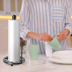 JOGREFUL Paper Towel Holder Stand, Cast Iron Kitchen Paper Towel Countertop Vintage Stand with Weighted-Base, Bathroom Organization for Family Standard Large Size Roll Paper, Classic Style, Black