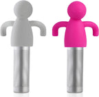 Leden Tea Infuser for Loose Tea 2 Pack Tea Steeper with Fine Mesh Stainless Steel Tea Strainer for Cup Mug, Nice Gift for Couples, Gray and Rose Red