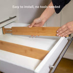 Fabsome Drawer Divider 6 Pack, Bamboo Kitchen Dividers Organizers Adjustable 17''-22'', Wooden Dresser Separators for Nursery Organization Clothes Socks Underwear Baby Clothing, with Soft Foam Ends