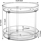 2 Tier 9.25Inch Clear Lazy Susan Organizer for Fridge and Cabinet, 360°Rotating Makeup Organizer, Cosmetic Display Cases, Under Sink Turntable Organizer for Kitchen Bathroom Dorm