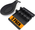 Kitchen Silicone Utensil Rest with Drip Pad-BPA-Free Heat-Resistant Spoon Rest for Stove Top - Spoon Rest for KitchenCounter - Kitchen Gadgets &Grill Utensil Holder-Black 3 Pcs
