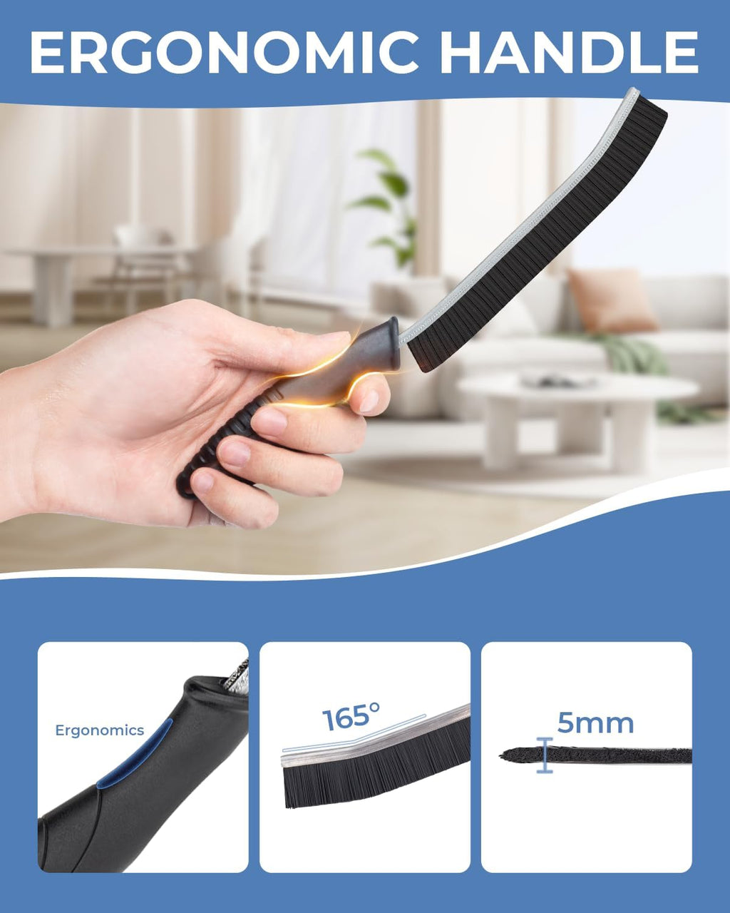 Crevice Cleaning Brushes, Cleaner Scrub Brush Tool for Hard to Reach Tight Space, Home Essentials, Cleaning Supplies for Shower, Bathroom, Kitchen, Toilet, Window