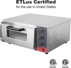 CROSSON ETL listed Commercial 16 inch Countertop Electric Pizza Oven with pizza stone, Multipurpose Indoor Pizza oven for Restaurant use,120V/1800W