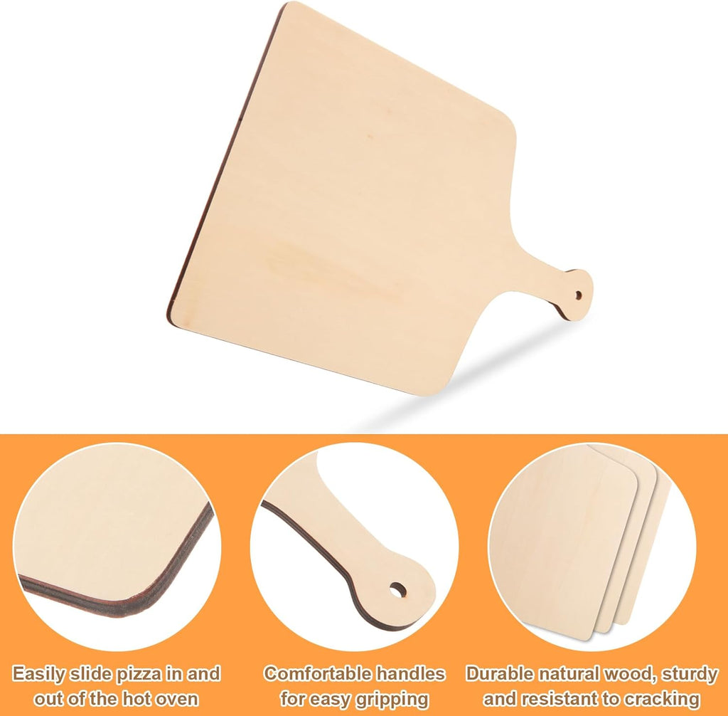 Acrux7 5 PCS Wood Pizza Peel 12 Inch Wooden Pizza Paddle with Handle, Wood Spatula Paddle for Restaurant Baking Kitchen Bread Fruit Vegetables Cheese Cutting Board Serving Board