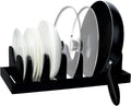 MinBoo Bamboo Pot Lid Organizer Pot Lid Holder, Pot and Pan Organizer Drawer Organizer for Pot Lids, Pans, Cutting Boards & Baking Sheets, Dinner Plates, Reusable Containers in Cabinet Storage,Black