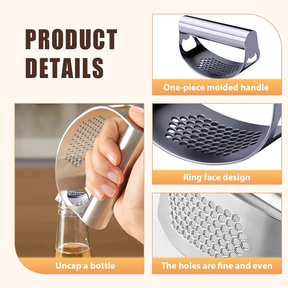 Stainless Steel Garlic Rocker,2025 New Stainless Steel Garlic Press,Garlic Press Rocker,Garlic Cutter (3)