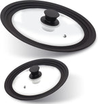 Anaeat Silicone Universal Lid for Pots, Pans and Skillets - Tempered Glass Covered with Heat Resistant Silicone Rim Fits All 6" to 11" Diameter Cookware -Easy to Use Replacement Frying Pan Cover