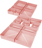 DIMJ Drawer Organizer for Clothing, 15 Pack Fabric Drawer Organizer Bins, Foldable Sock Organizer for Drawer, Dresser Organizer for Clothes, Socks, Bra, Tie (Pink)