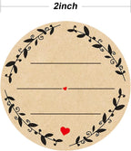 500pcs 2" Label Stickers for Jars and Lids, Wreath Design with 3 Lines for Writing, Kraft Sticker Labels Pantry Labels, Mason Jar Labels Canning Labels Bottle Labels