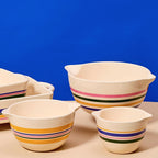 Great Jones Stir Crazy (Striped) | 3-Piece Stackable Ceramic Mixing Bowl Set | Dishwasher, Freezer & Microwave-Safe | Perfect for Baking, Serving & Mixing | Nesting Design for Easy Storage