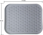 Silicone Dish Drying Mat for Multiple Usage,Easy clean,Eco-friendly,Super Sturdy Silicone Dish Drying Mat and Trivet, Dishwasher Safe, Heat Resistant (Gray, S 11.6×9.3inch)