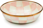 MACKENZIE-CHILDS Enamel Relish Dish, Small Serving Bowl for Entertaining, Pink-and-White Rosy Check