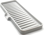 Happitasa Silicone Soap Dish Tray and Sponge Holder with Drain Chute | Bathroom and Kitchen Sink Organizer Caddy (Light Grey, 9"x3.5", 5.6 Ounces)