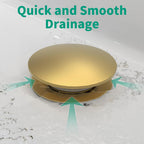 Bathroom Pop up Drain Without Overflow, Anti-Clogging Vessel Sink Drain Strainer, Pop Up Drain with Detachable Basket, Hair Catcher Bathroom Sink Drain Stopper(Brushed Gold, No Overflow)