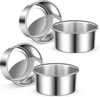 4 Inch Cake Pan Set of 4, Removable Bottom & Easy Releasing Mini Cake Pan, 304 Stainless Steel Round Cake Pan, Leakproof & Nonstick Small Cake Baking Pans, Non-Toxic & Healthy